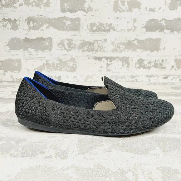 NEW Rothy's The Flat Black Knit Round Toe Slip On Loafers V111